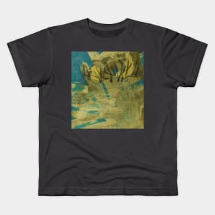 Golden-blue abstract landscape Kids T-Shirt